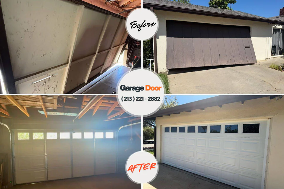 Before and after: garage door repair Santa Clara, NM